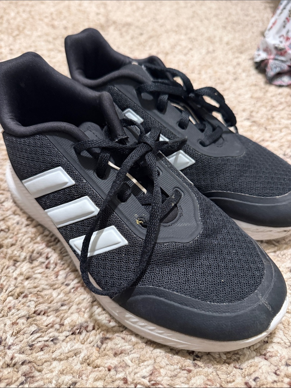 Kids adidas Black Athletic Sneakers with White Accents